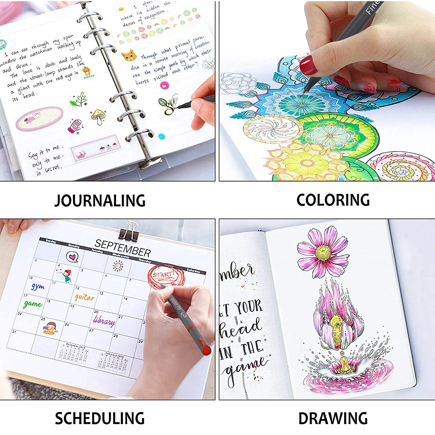 60 Colors Journal Planner Pens Lineon Fineliner Perfect Set for Note Calendar Coloring 0.4mm Pen | Канцтовары для офиса и дома