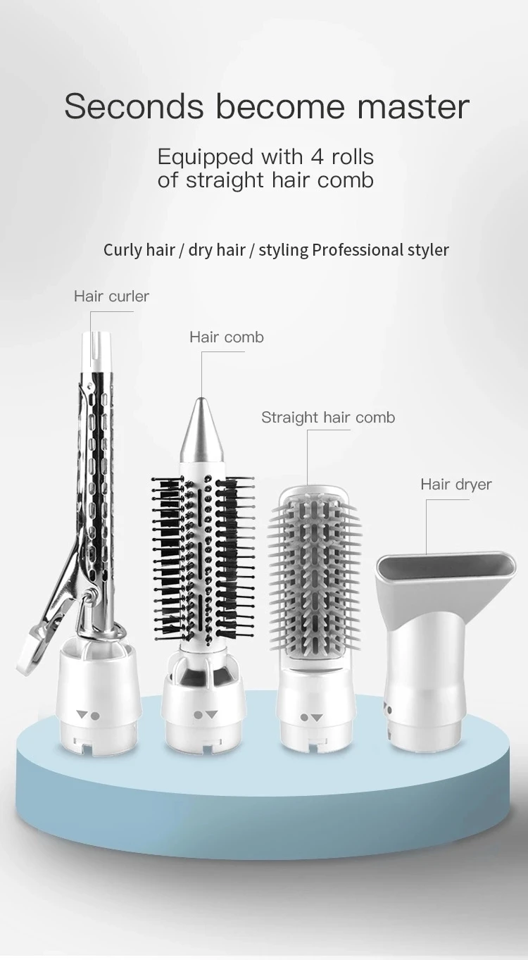 

New 4 In 1 Multifunctional Hot Air Comb and Professional Volumizer Salon Styling Blow Dryers Straightener Curl Hair Brush