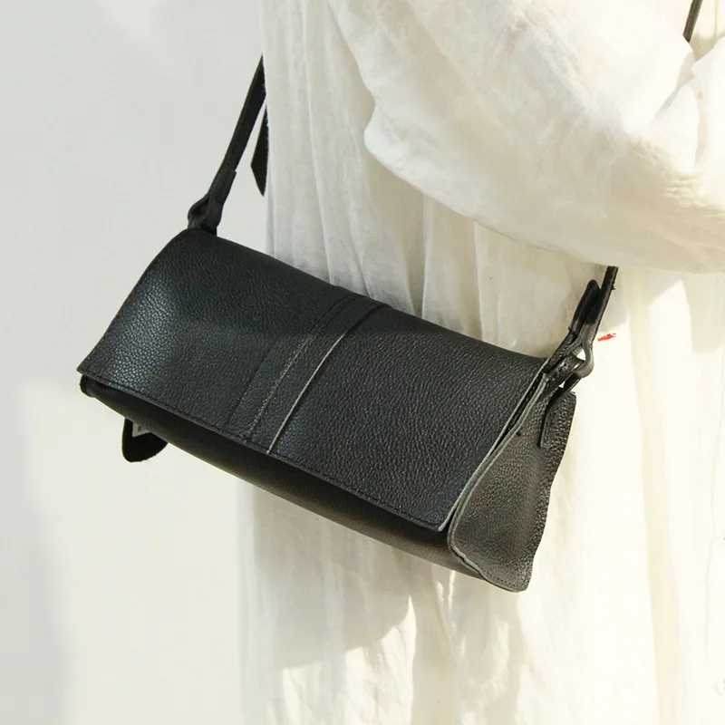 

100% Soft Genuine Leather Women Crossbody Bags Vintage Hand Bag High Quality Designer Small Solid Shoulder Messenger Purse Totes