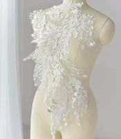 large sequined wedding applique ivory venice lace cotton floral big applique gorgeous bridal applique evening wear applique