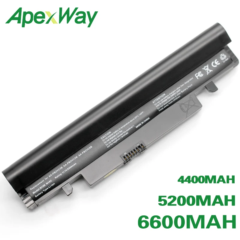 ApexWay Аккумулятор для ноутбука N150 Samsung AA PB2VC3B PB2VC6B PB2VC6B/E PB2VC6W PL2VC6B NP N148 NT N150|4400mah