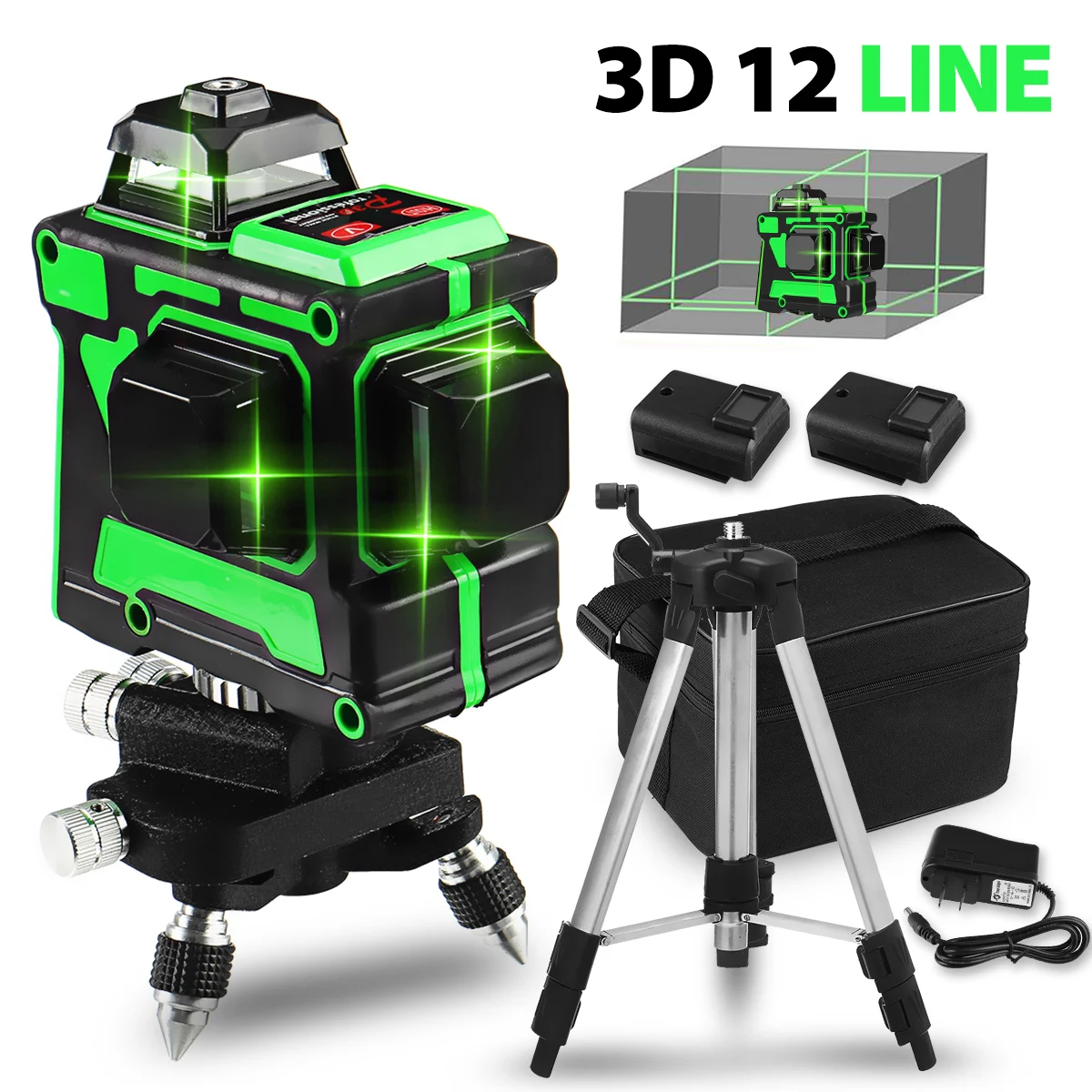 

12 Lines 3D Laser Level Self-Leveling 360 Horizontal And Vertical Powerful Green Laser Beam Line Laser Level with Bracket/Tripod