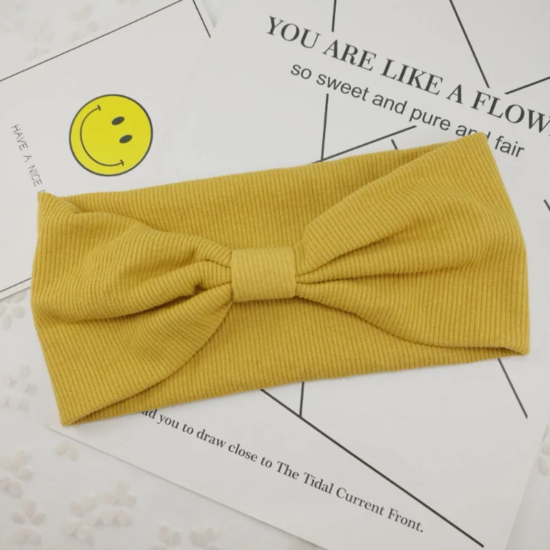 style 2 yellow Зимняя Детская повязка на голову; эластичная лента для волос для девочек; однотонные Детские аксессуары для волос; завязанная детская чалма; Детская повязка на голову - Цвет: style 2 yellow