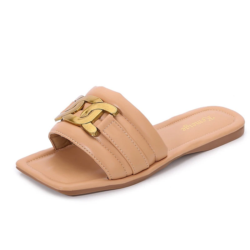 

Women's shoes slippers 2021 summer new Korean version of fairy style one-word slippers women's outer wear flat beach slippers