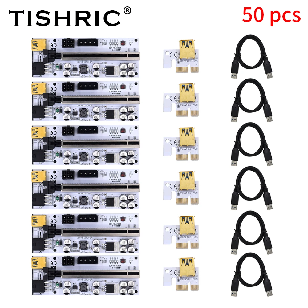

50pcs TISHRIC PCI-E PCIE Riser 010 010X Video Card Riser GPU PCI Express X16 USB 3.0 Cable PCI-E 16X Riser Card For BTC Mining