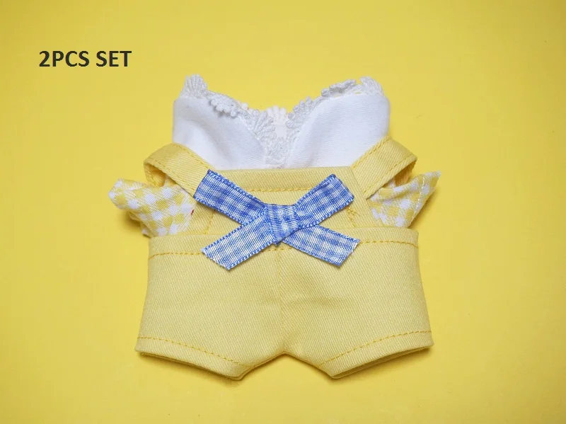 

[MYKPOP]KPOP Doll's Clothes and Accessories:Thirt + Overall 2pcs Set for 20cm Dolls SA19111205