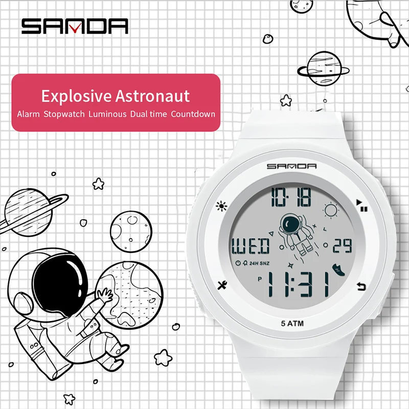 

Women Watch Minimalist Design Silicone Strap Astronaut Dial Creative Women Men Digital Wristwatches Relogio Feminino
