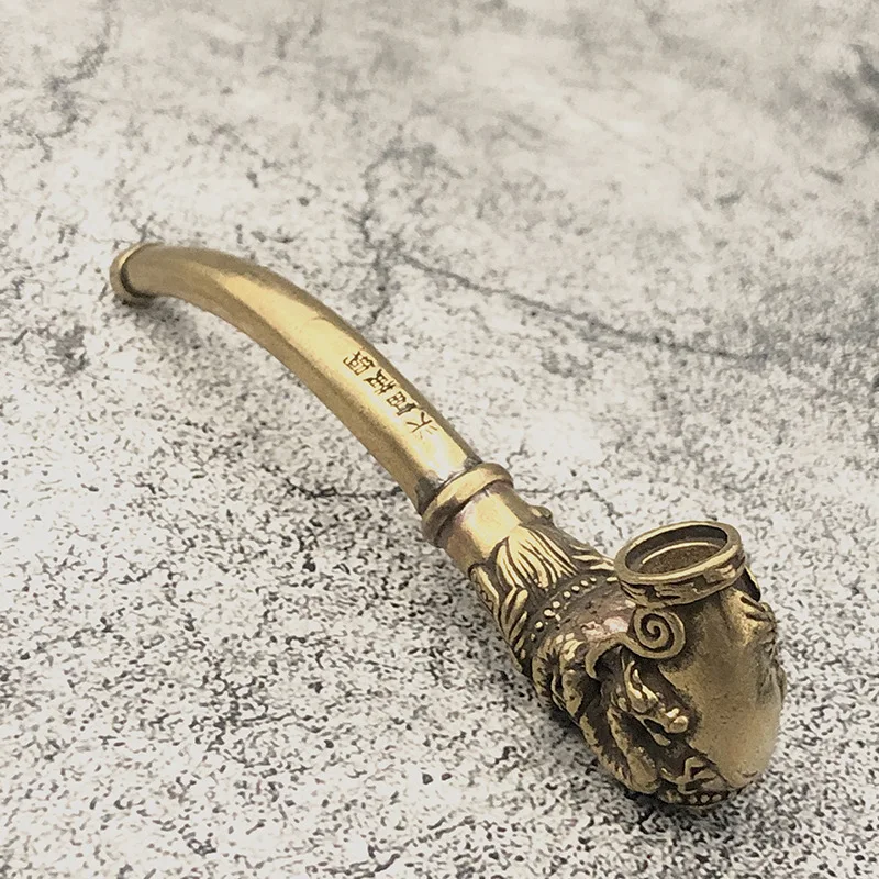

Vintage Brass Dragon Pattern Bent Smoking Tobacco Pipe Accessories Chinese Traditional Pure Copper Cigarette Holder Collections