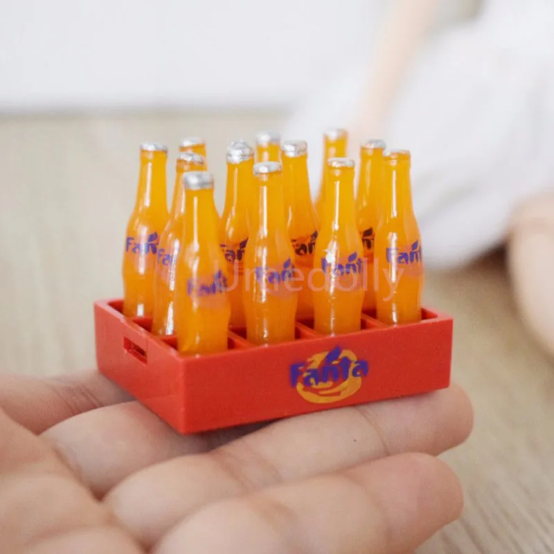 

1 Set 12pcs Mini Coke Drinks 1/12 Dollhouse Miniature Food Doll Drinks Play Kitchen Toy Fit Ob11 Accessories