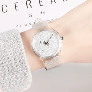 Часы женские, силиконовые, прозрачные, с блестками