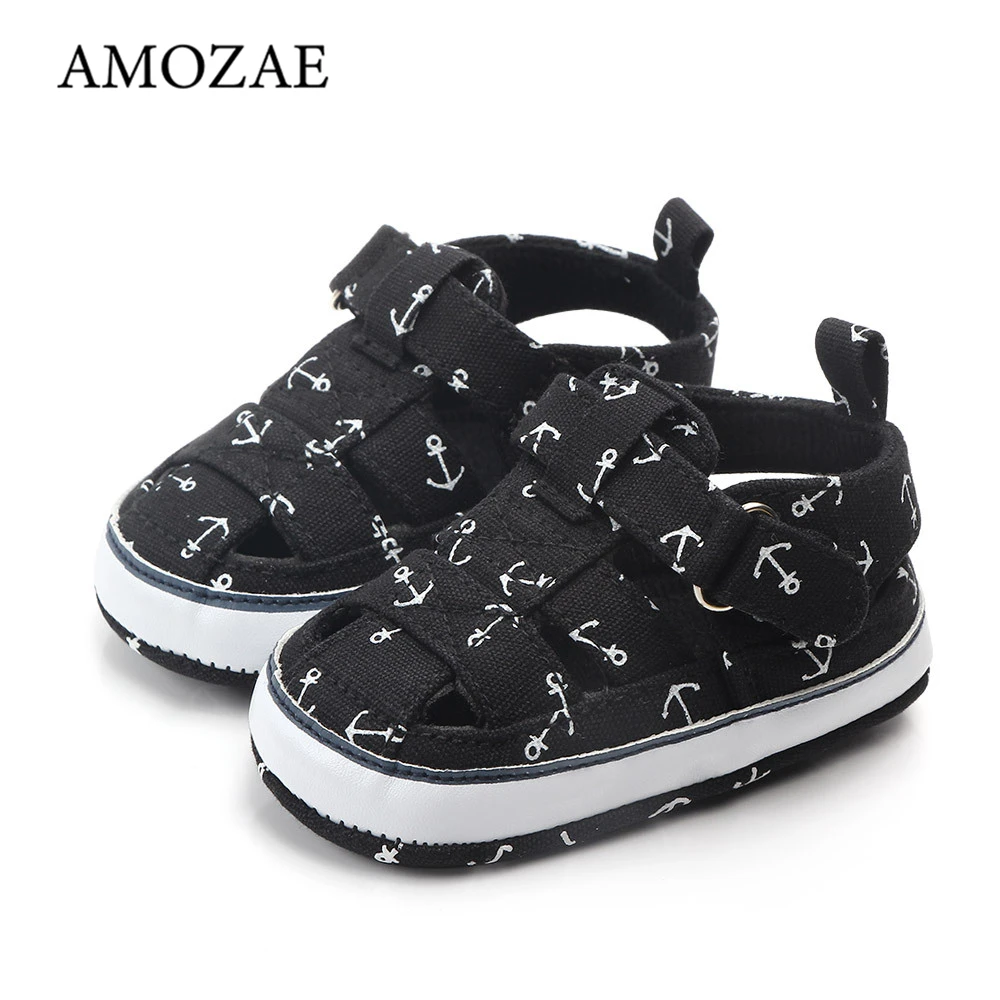 

Infant Toddler Baby Shoes Baby Boys and Girls Сандалии 2021 Summer Print Anchor First Wanlker Soft Sole Shoe For 0-18 Months