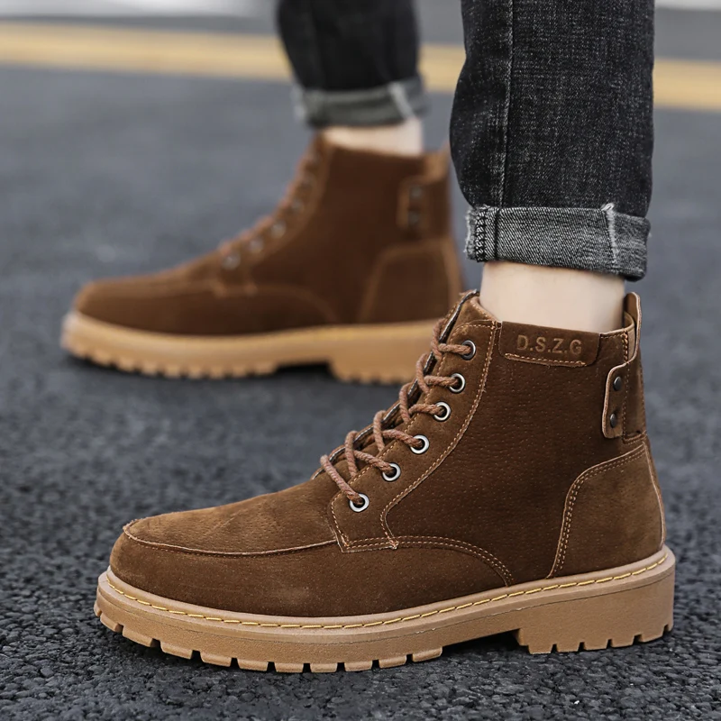 Осенние мужские рабочие ботинки TOSJC высокие ковбойские на шнуровке армейские