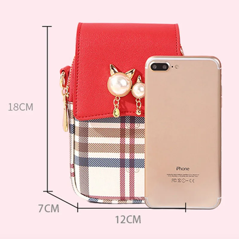 Модная сумка для мобильного телефона женщин кожаные сумки с карманом через плечо