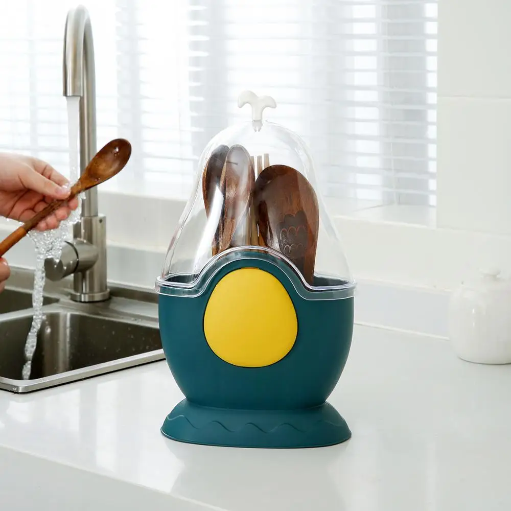 

Creative Chopstick Basket With Cover Dustproof Kitchen Cultery Storage Rack Household Tableware Chopsticks Holder Drain Cage