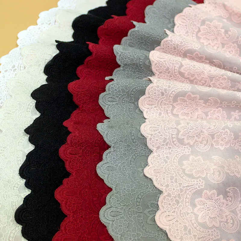 

Lace Trim 3 Yard Cotton Cloth Peony Flower Embroidery Ribbon Tapes Dress Clothing Top Sewing Fabric 22cm 8.7"wide M4F195