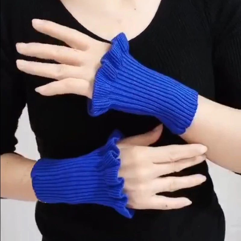 Съемные манжеты вязаные с оборками на локтях накладной рукав руку накладка