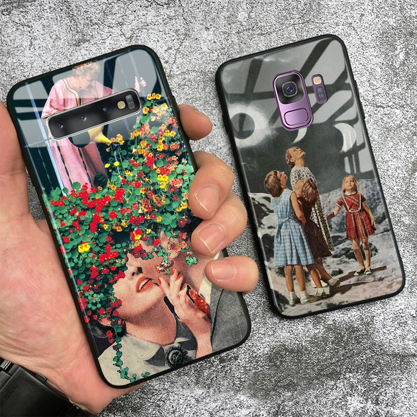 Винтажный художественный коллаж эстетический мягкий силиконовый стеклянный