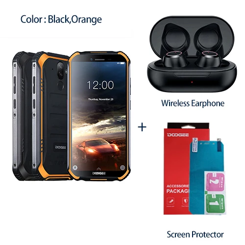 Add Wireless Earpho Обновленный 3 ГБ+ 32 ГБ DOOGEE S40 MTK6739 четырехъядерный Android 9,0 4G сетевой прочный мобильный телефон IP68 5,5 дюймовый дисплей 4650 мАч МП NFC - Цвет: Add Wireless Earpho
