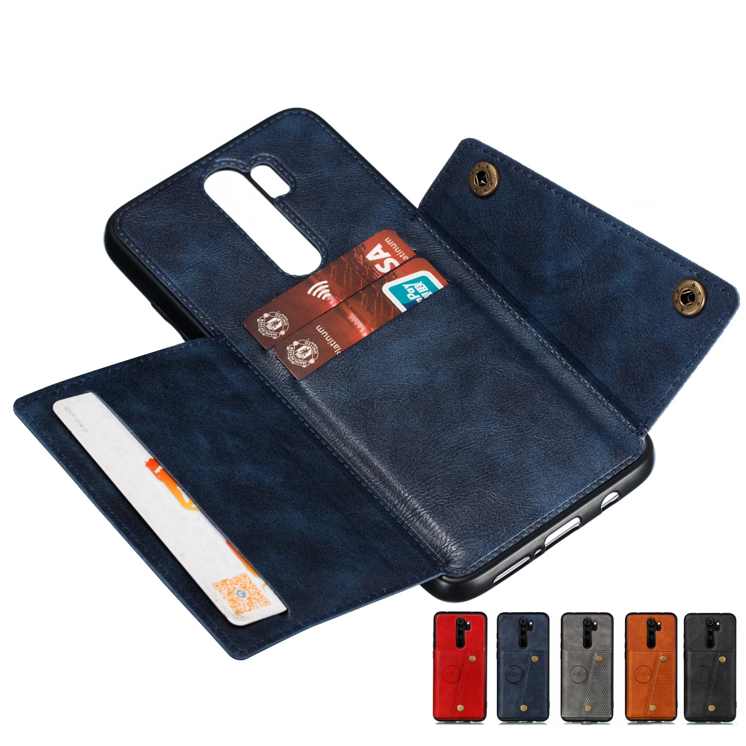 Чехол-подставка для Xiaomi Redmi 8, 8A, Note 7, 8 Pro, кожаный ударопрочный кошелек, чехол для задней двери с отделениями для карт