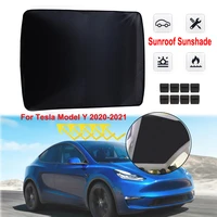 2021 2020 for tesla model y car sunshade roof sunroof shade accessories with buckles sun visor sunscreen uv heat insulation film