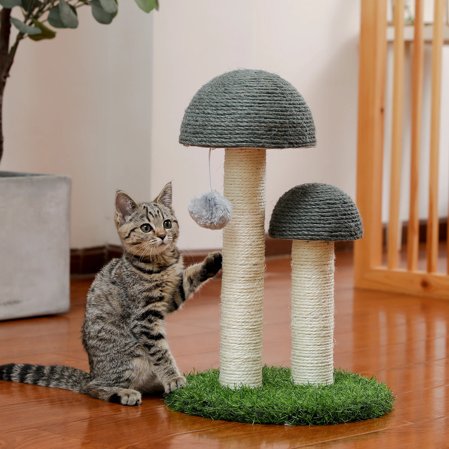 

Cactus Cat Tree with Hammock Mushroom Styling Cats Tree Condo Full Wrapped Sisal Scratching Post For Cats Kitten Climb Fast Ship