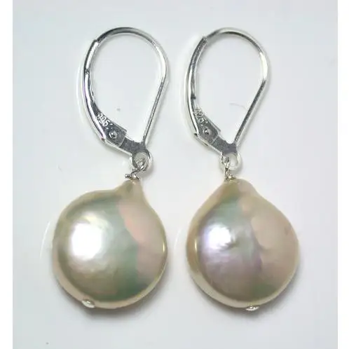 

New Arrival Favorite Pearl Store Radiant 15mm Pale Gold Peach Baroque Freshwater Pearl S925 Sterling Silver Dangle Earrings