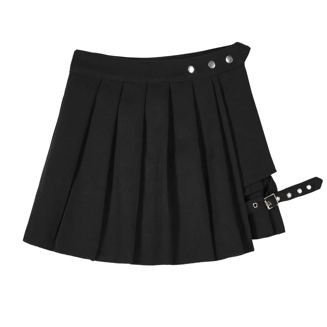 

High Waist Mini Black Skirts Gothic Punk Streetwear Pleated Women Skirts Casual College Lolita Harajuku Skirt With Leg Loop