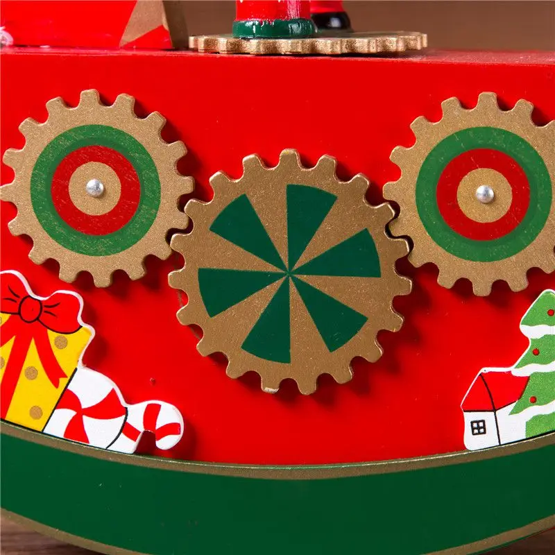 

Color Painted Wooden Rocking Horse Christmas Music Box Christmas Desktop Decoration Ornament Holiday Gift For Children