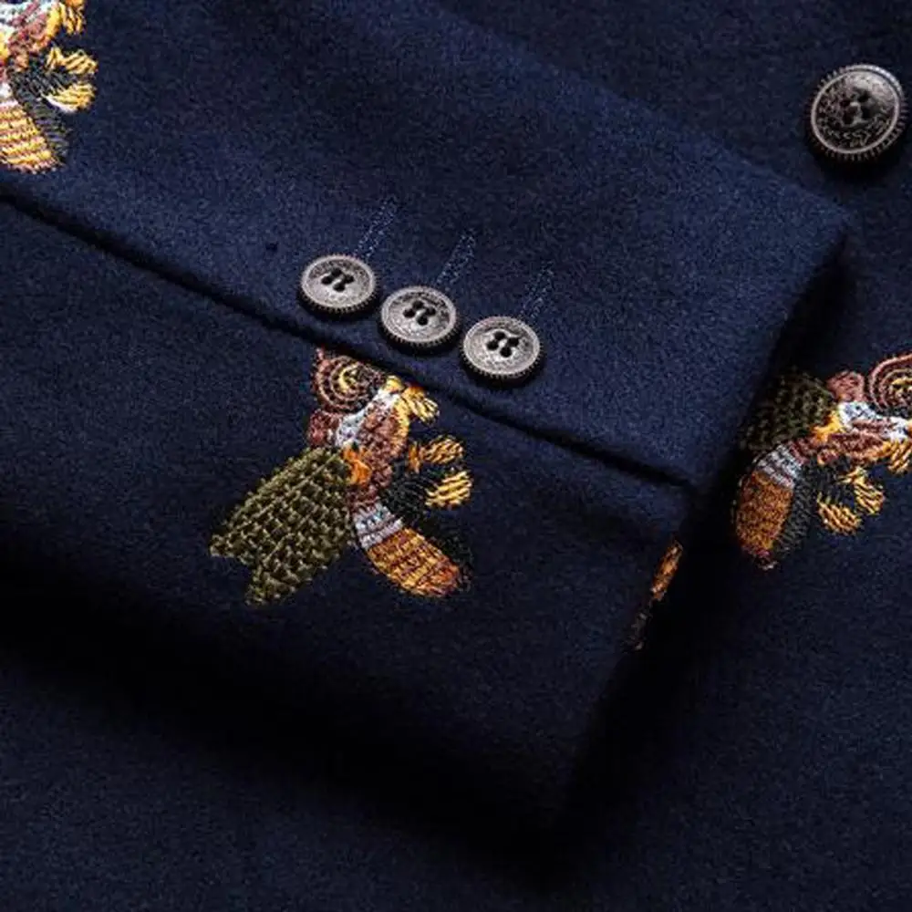 Bees Blazer Men Fashion Wedding Prom Blazers Single button For Male Stylish Suit Jacket 6XL EM206 | Мужская одежда