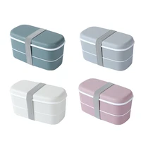 1pcs 900ml healthy material lunch box 2 layer wheat straw bento boxes fresh keeping box microwave tableware lunch box tableware