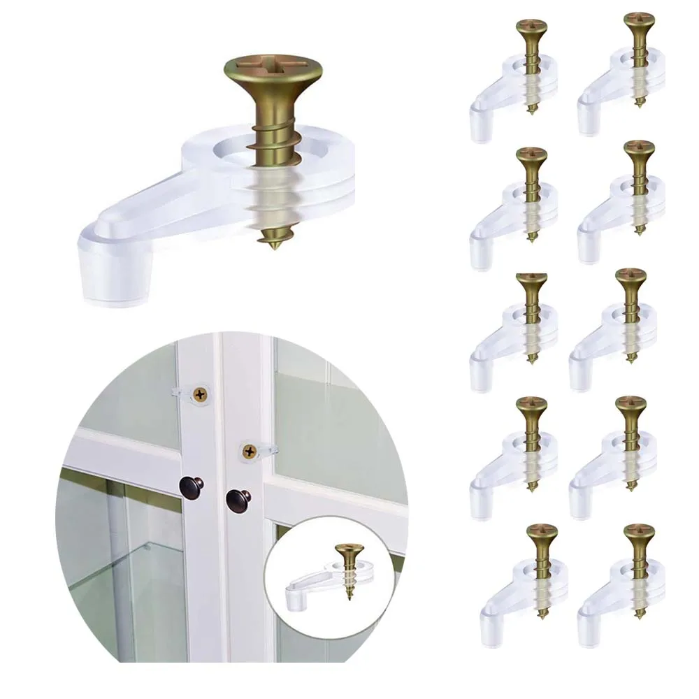 

5/10/20pcs Retainer Clips Set Plastic Glass Door Glass Panel Retainer High Quality Clips Mirror Clip With Screw For Cabinet Door