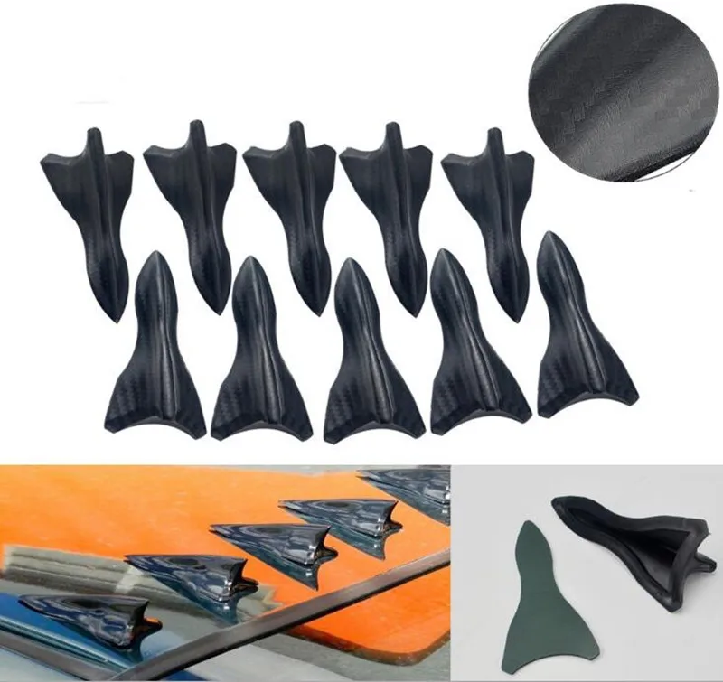 

Roof Spoiler 10pcs Car-styling Shark Fin Kit Diffuser Spoiler Roof Wing Windshield Vortex Generator for Windscreen Bumper