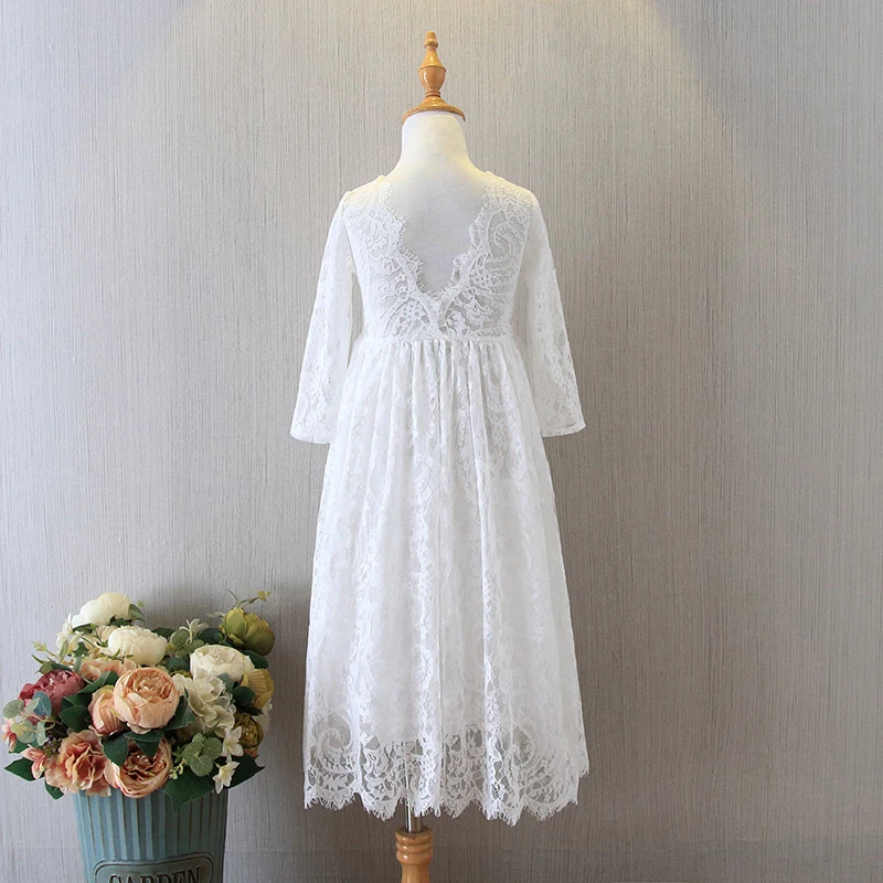 Новинка кружевное платье до щиколотки с длинными рукавами и ресничками для