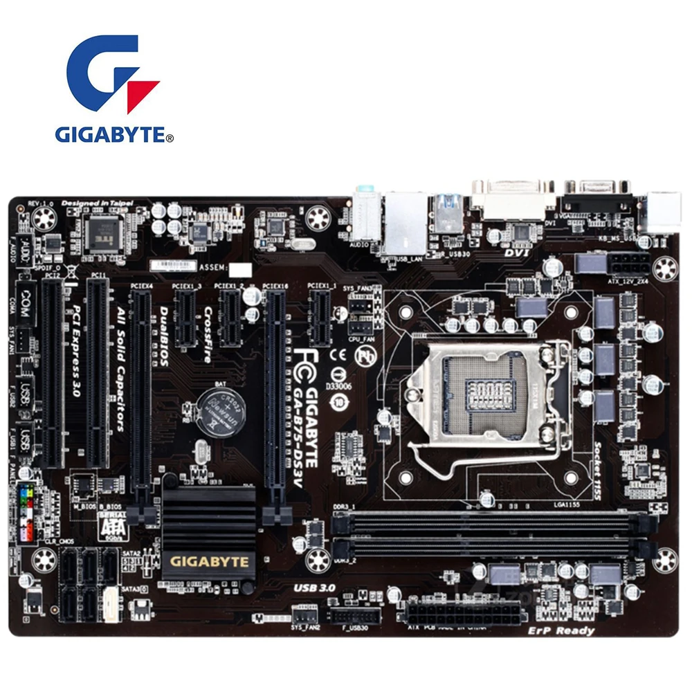 Б/у Материнская плата GIGABYTE GA B75 DS3V Socket LGA1155 DDR3 для Intel B75|Материнские платы| |