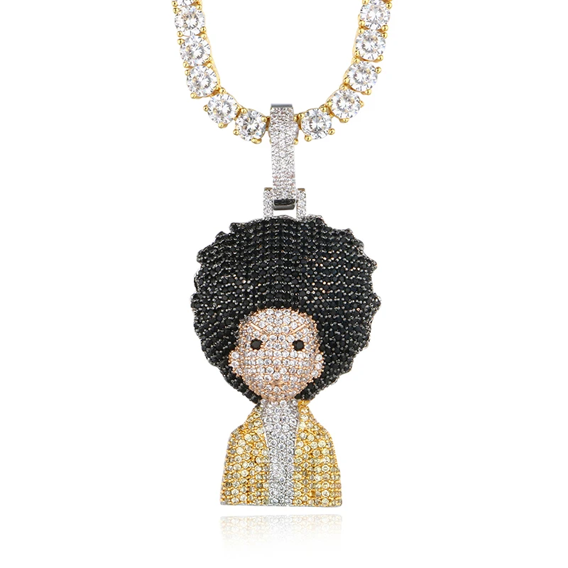 VIP CZP0217 3 Style Chain The Boondocks Pendant Necklace For Men Women Rope Cuban Tennis Bling Crystal Fashion | Украшения и