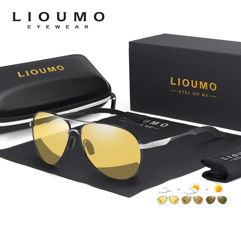 

LIOUMO Fashion Pilot Sunglasses Men Polarized Photohcromic Driving Glasses Women Anti-Glare Goggle Chameleon UV400 lentes de sol