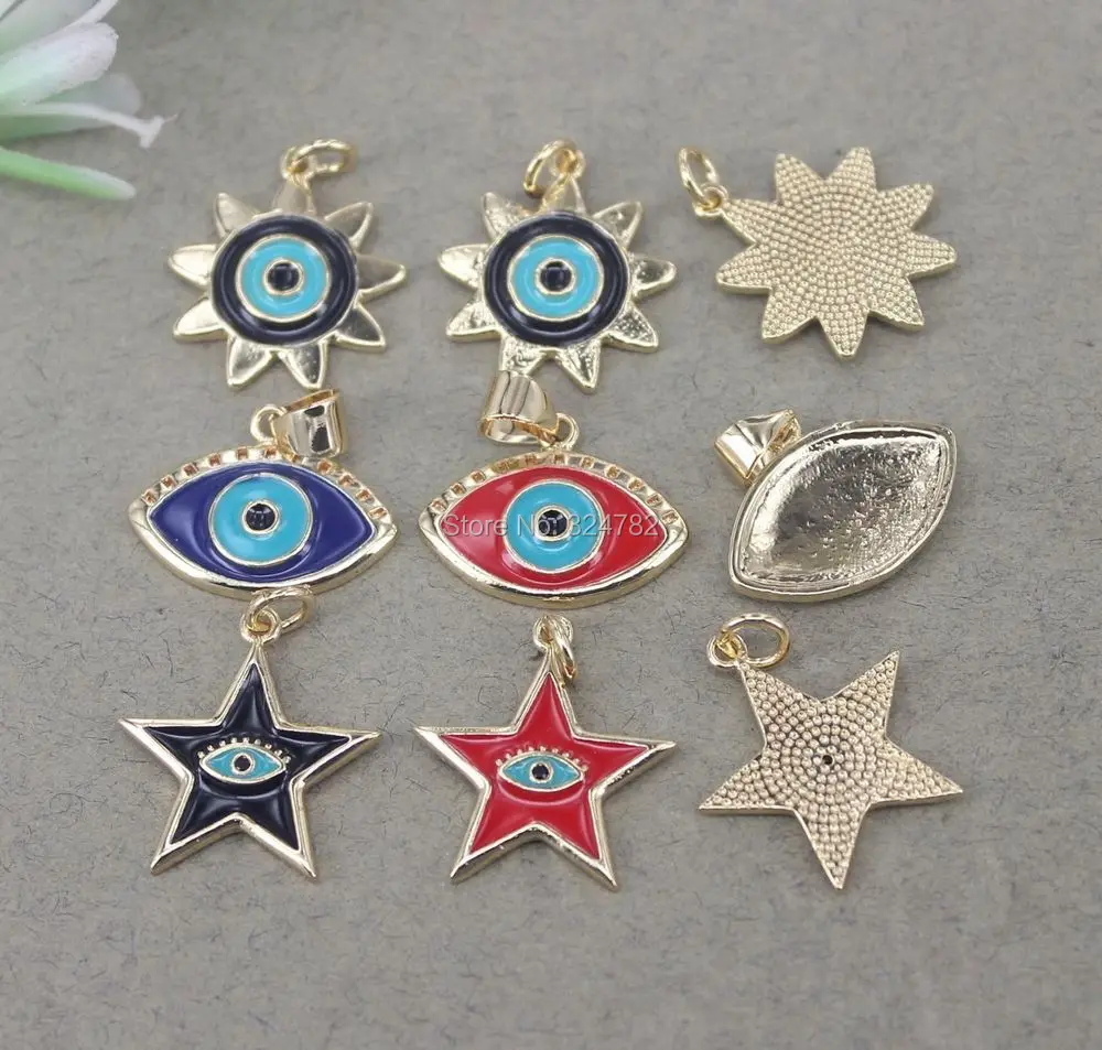 10 шт. эмалевые подвесные бусины в форме звезды с глазами Овальные Подвески для