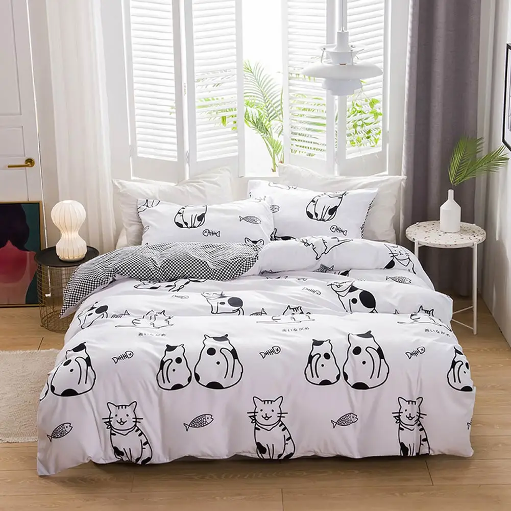 

Svetanya Cat Quilt Duvet Cover +Pillowcase Bedding Set US EU AU Single Full Queen King Size Linens- no Sheet
