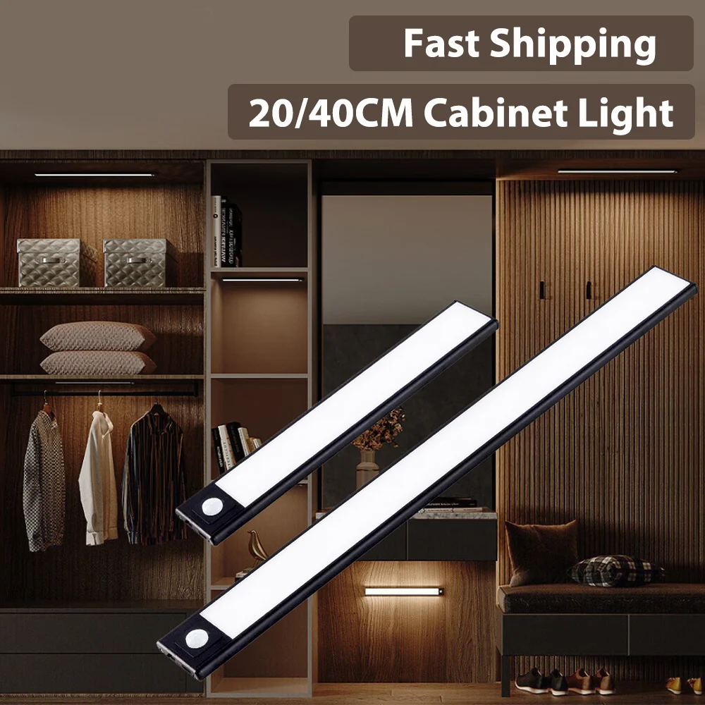 

LED Under-Cabinet Light PIR Motion Sensor Lamp Rechargeable Ultra thin Led Lights For kitchen Cabinets Bedroom Closet Wardrobe