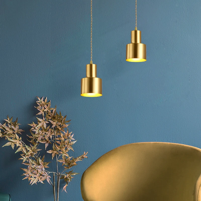 Скандинавская медная маленькая люстра с одной головкой креативный
