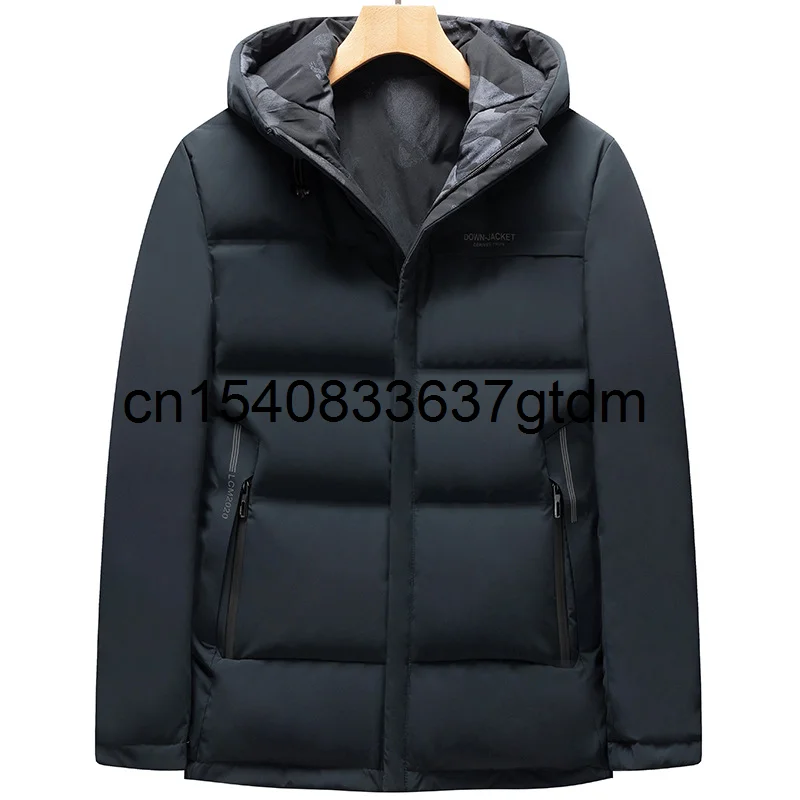 

Зима 2021 Новая мужская полнит размера плюс; Модная повседневная обувь; Двусторонняя куртка с капюшоном пуховая куртка