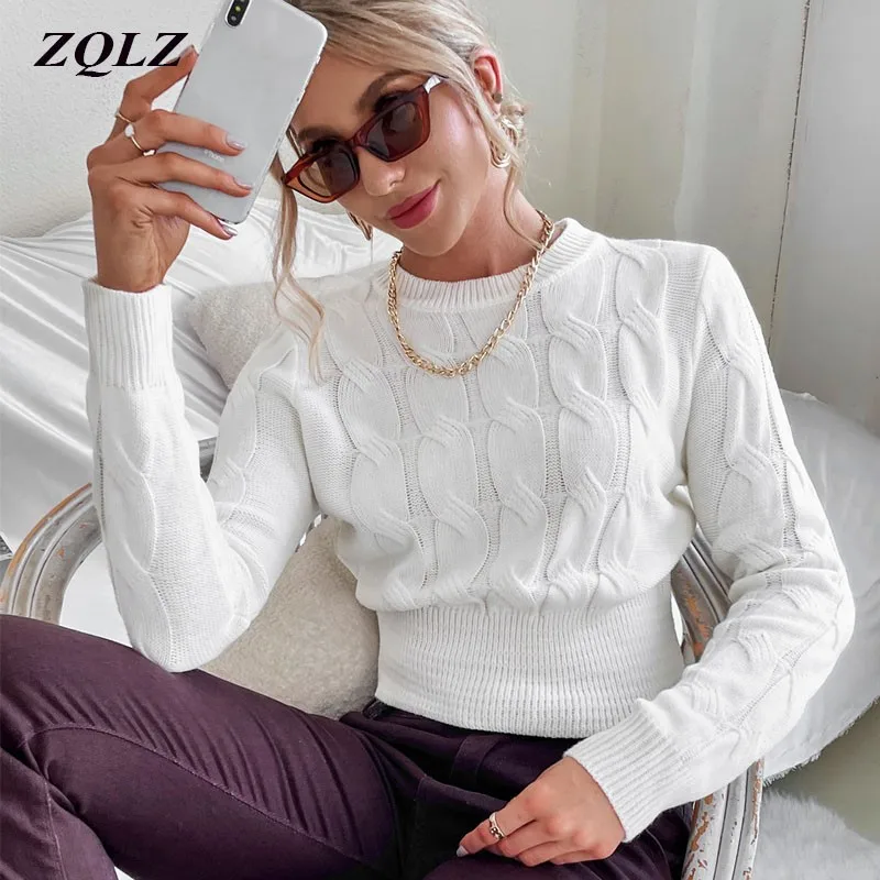 

ZQLZ Autumn Winter 2021 Sweater Women Long Sleeve Casual Basic Turtleneck Pullovers Female White Knitting Chic Sweater Top