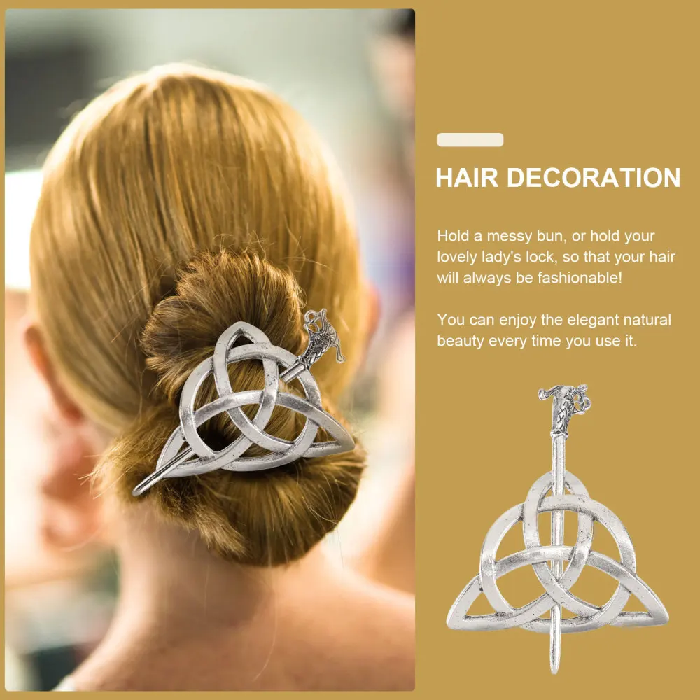 

1 Set Retro Knots Crown Hairpins Alloy Hair Clips Stick Slide Accessories for