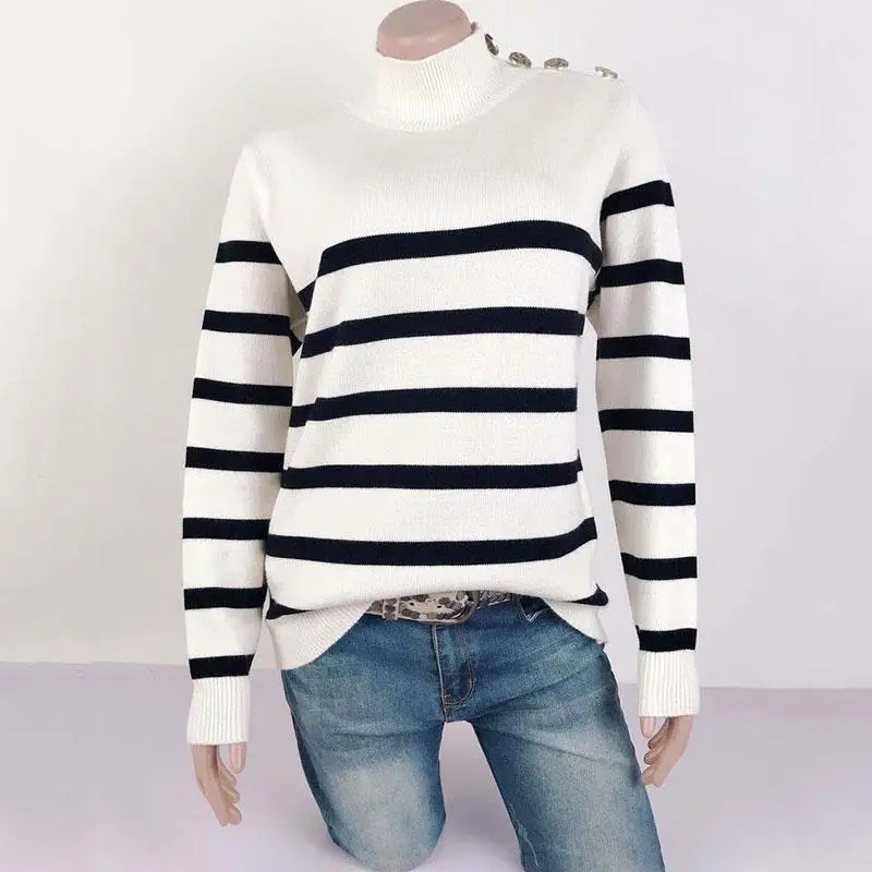 

Striped Turtleneck Women 2020 Autumn Knitted Turtleneck Winter Sweater Female High Neck Sweater Pullover Women Jumper Sweaters