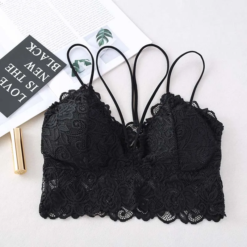 Женский бюстгальтер пуш-ап кружевной с треугольными чашечками без косточек