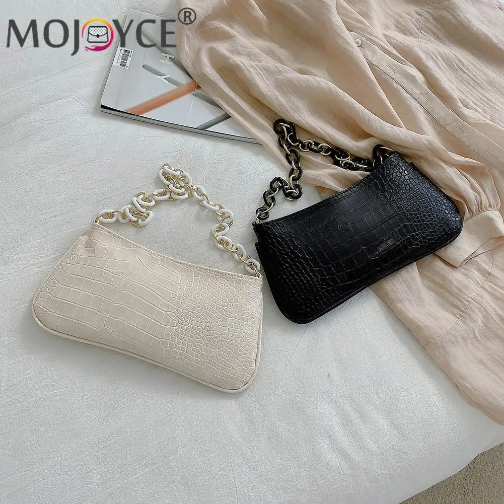 

2021 Luxurious Chains Messenger Bag Fashion Women Alligator Pattern PU Leather Solid Color Shoulder Underarm Bags