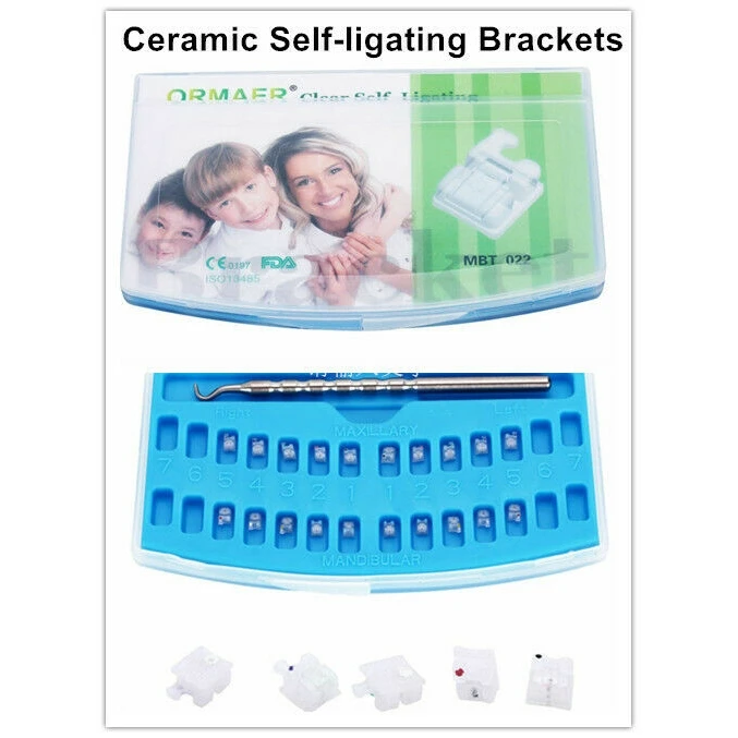 Стоматологические Ортодонтические керамические самолигирующие скобы ORMAER MBT/Roth