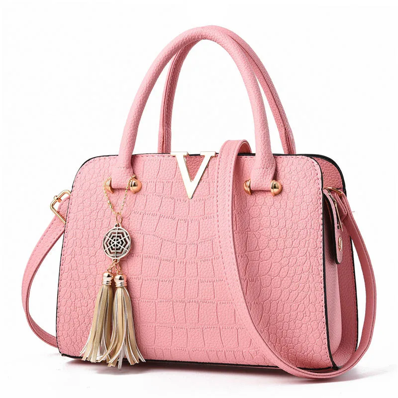 

Fashion Woman Fashion Crocodile Pattern PU Leather V Letters Designer Handbags Luxury Quality Lady Shoulder Crossbody Bags