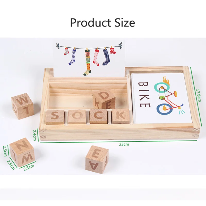 

Hot Wood Spelling Words Game Kids Early Educational Learning Toys for Children Wooden Puzzle Box Baby Montessori Education Toy