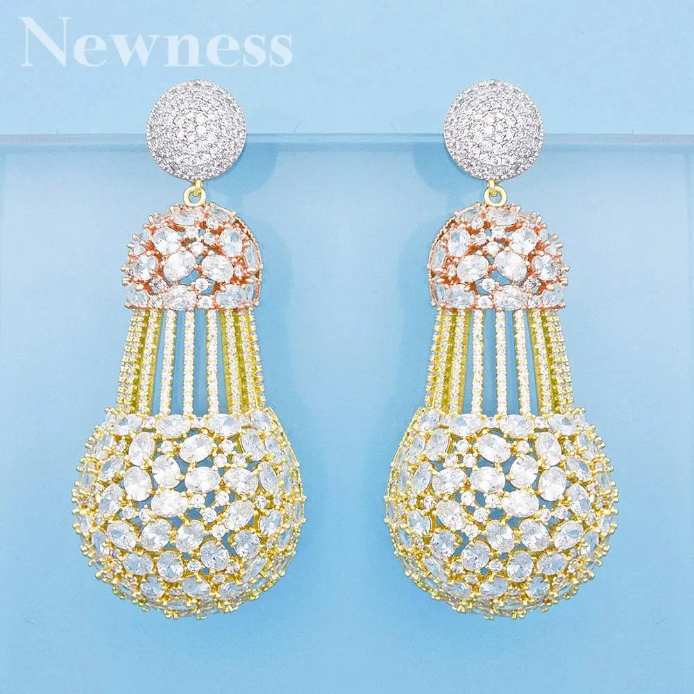 

Newness Famous Brand Disc Balls Luxury Nigerian Dubai Earrings Jewelry Cubic Zircon Wedding Bridal for Women Wedding Jewelry